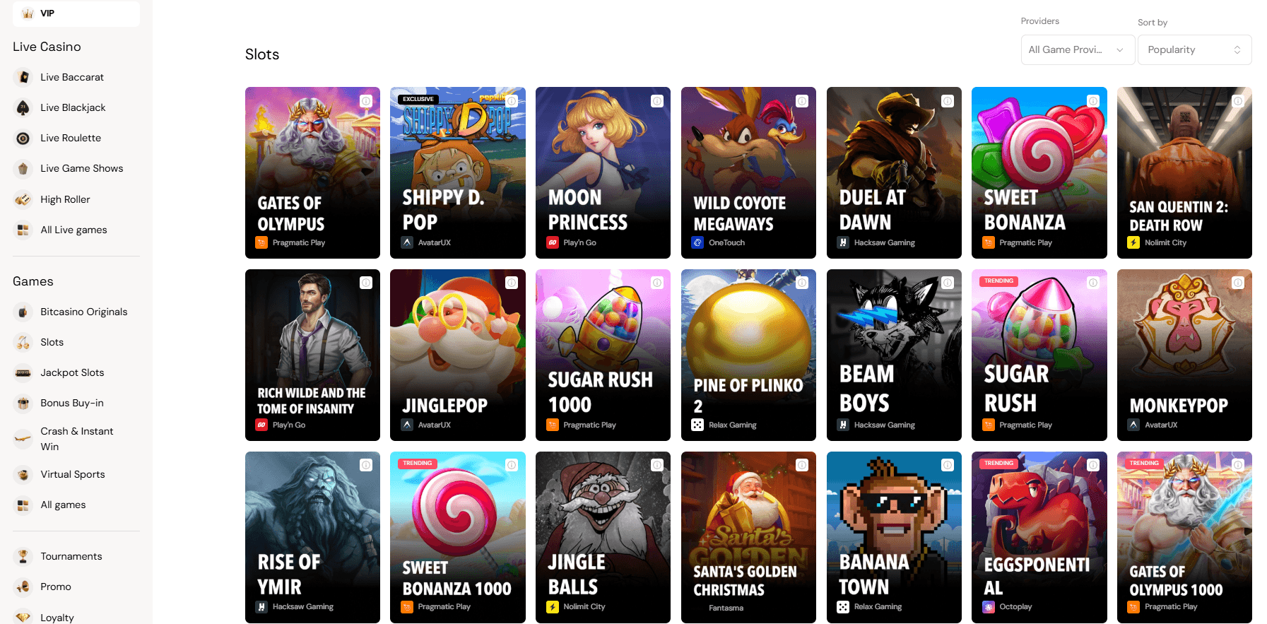 Bitcasino screenshot