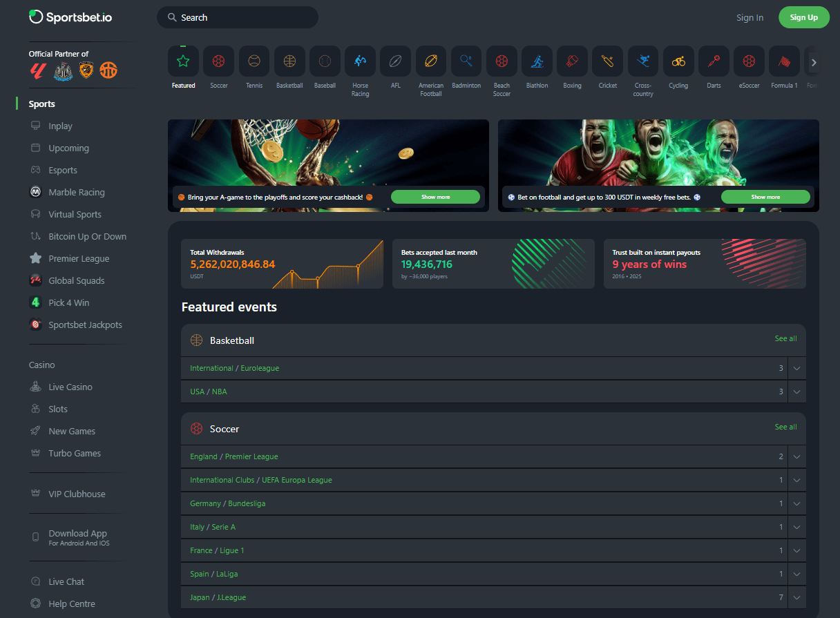 Sportsbet.io screenshot